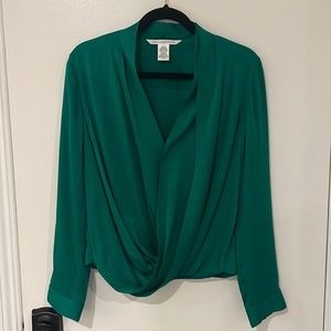 Diane von Fürstenberg size 10 silk blouse emerald green
